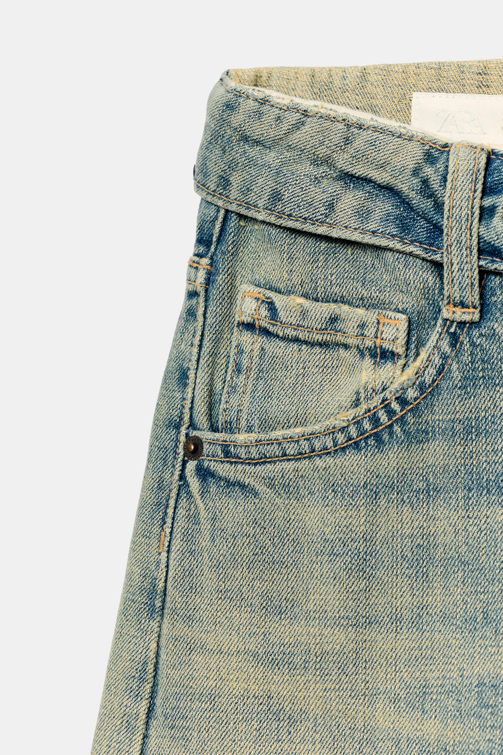 TRF MID-RISE FOLDED WAIST DISTRESSED JEANS